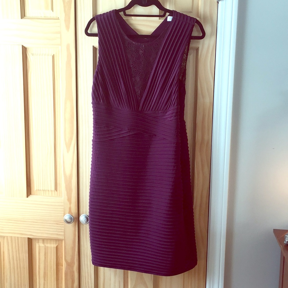 Purple Calvin Klein dress.